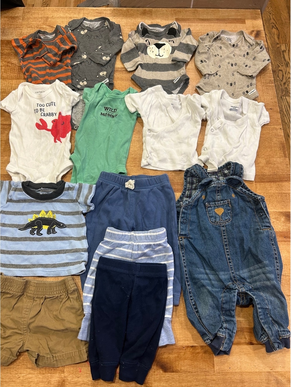 Baby Boy Clothing Bundle Size Newborn - Mix of bodysuit, Pants, Shorts, and Over